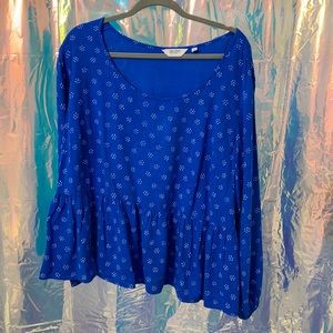 Candace CameronBure Printed Linen Blend Peplum Top